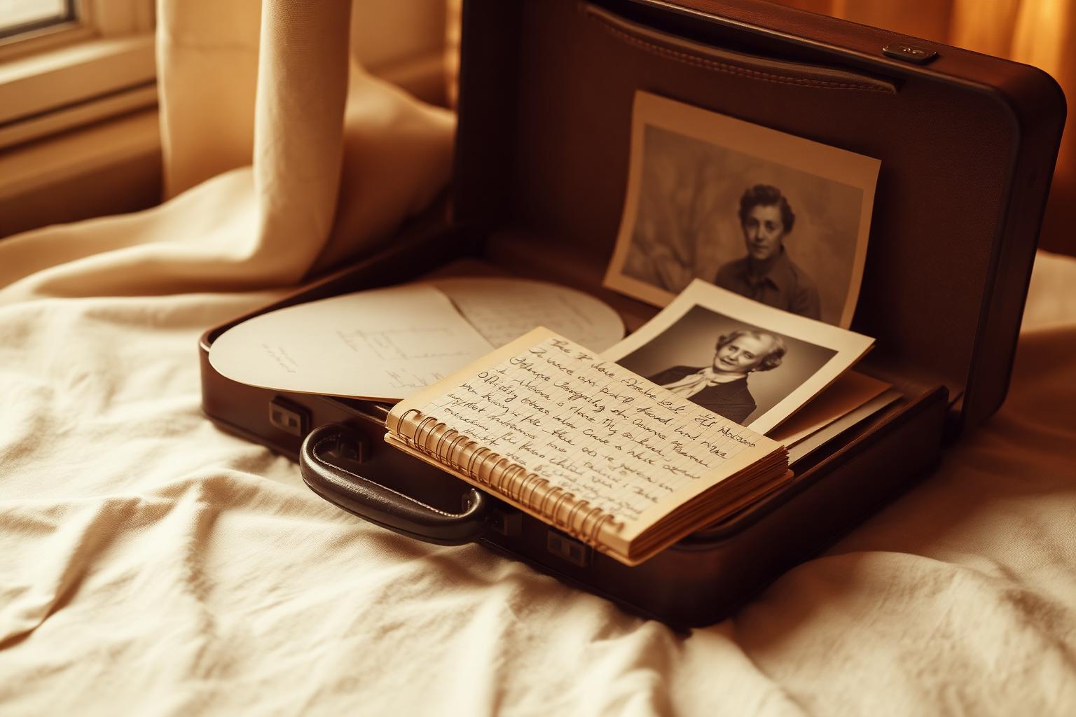 Maleta de emigrante con cartas y fotografías familiares